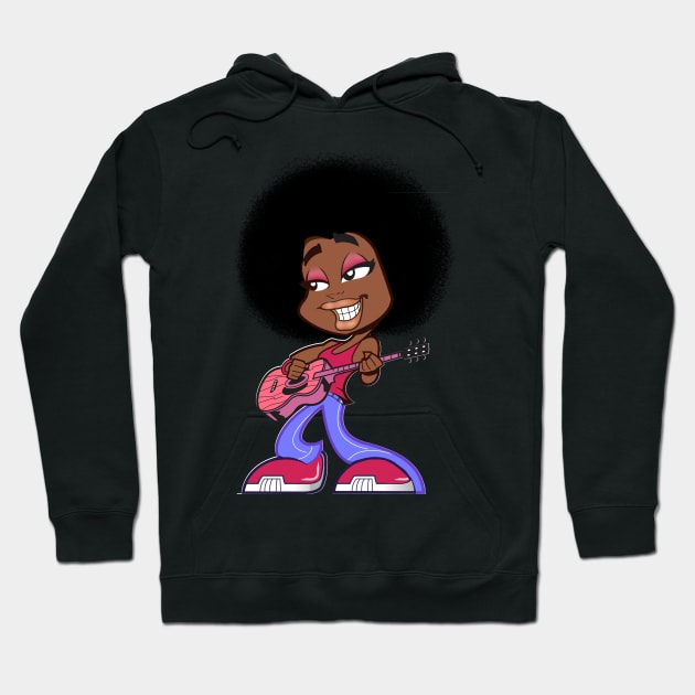 Afro girl playing a guitar. Hoodie by karenhappuchph@gmail.com